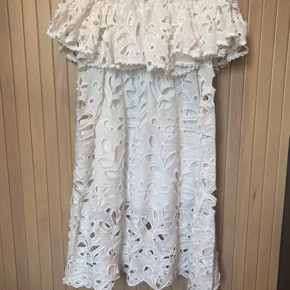 Chicwish White Lace Off-Shoulder Babydoll Dress